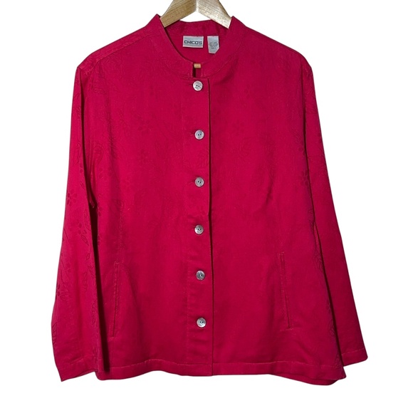 Chico's Tops - Chicos Womens Linen Blend Top Size 3 (L) Floral Button Front Spring Casual Work